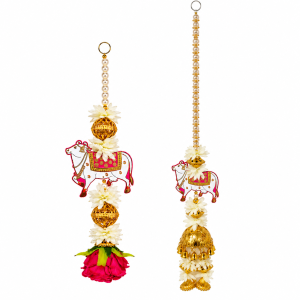 Pichwai Cow Wall Hanging with Pearl Beads | 16 " / 40 " | Decorative Door Hanging | Deepavali Pooja & Festive Decor | 1 Pc
