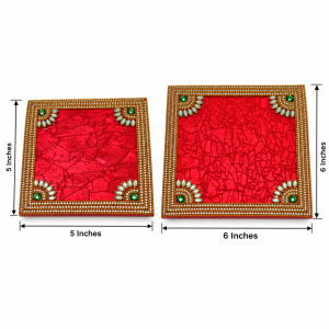 Decorative Pooja Chowki / Pooja Bajot / Manai | Acrylic Kundan Platform for Idol, Kalash, Diya & Sacred Items | 1 Pc