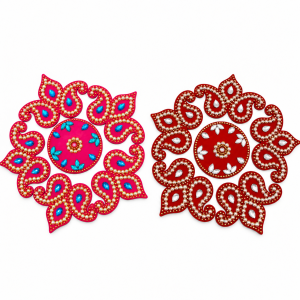 Red and Pink acrylic kundan rangoli sets.