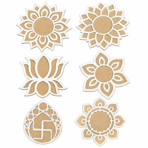 Reusable MDF Rangoli Stencils / Template Mat 6 Inch | Rangoli & Kolam Filling Stencil for Powder, Flowers, Pulses & Festive Floor Decoration