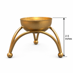 Metal Tealight Candle Holder with Stand 2.5 Inch | Gold Finish Decorative Diya Stand for Deepavali | Pooja & Festive Home Décor | 1 Pc